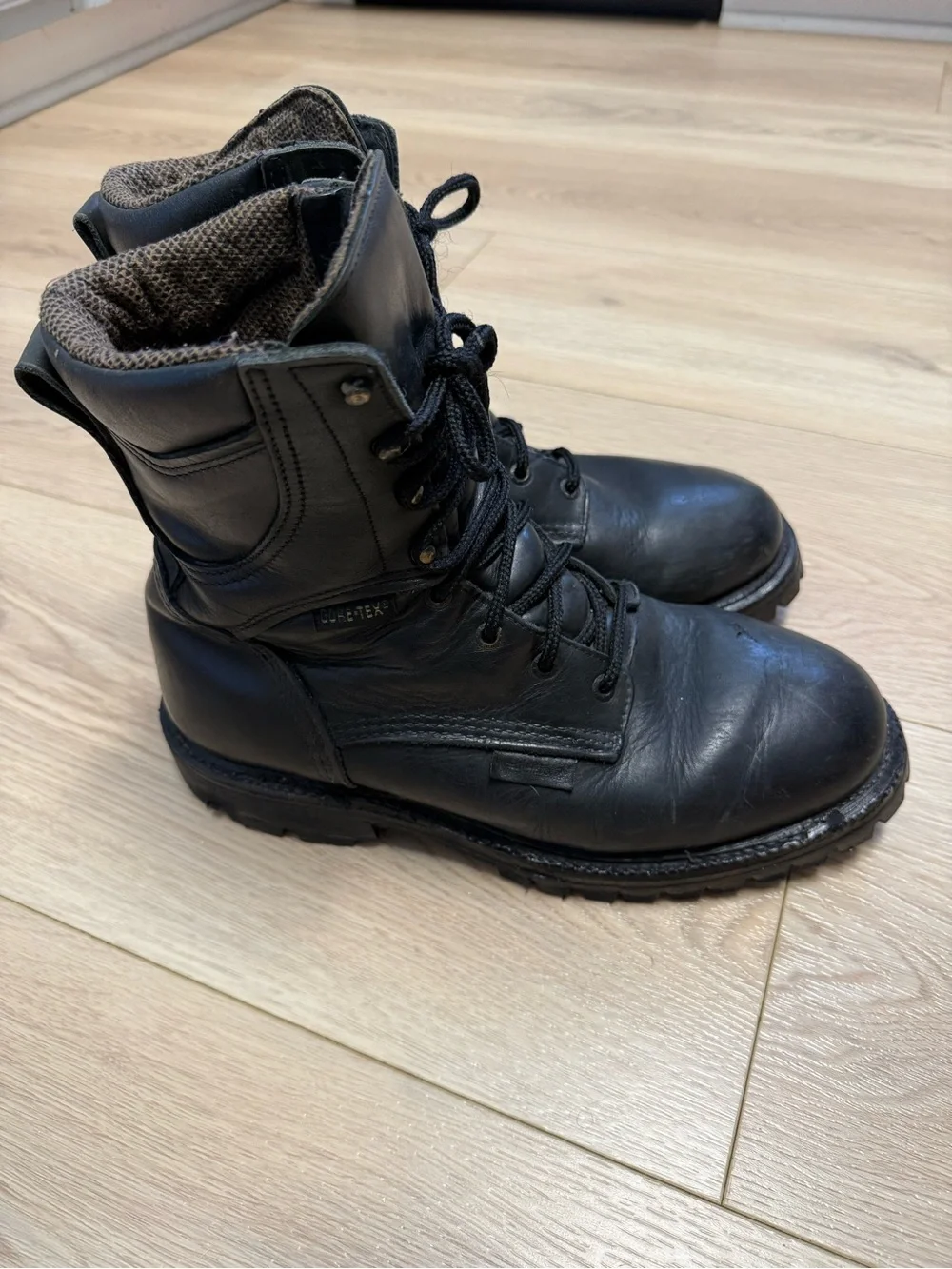 Vtg Red Wing Steel Toe heavy-duty black leather work boots Vibram Men’s 10.5
